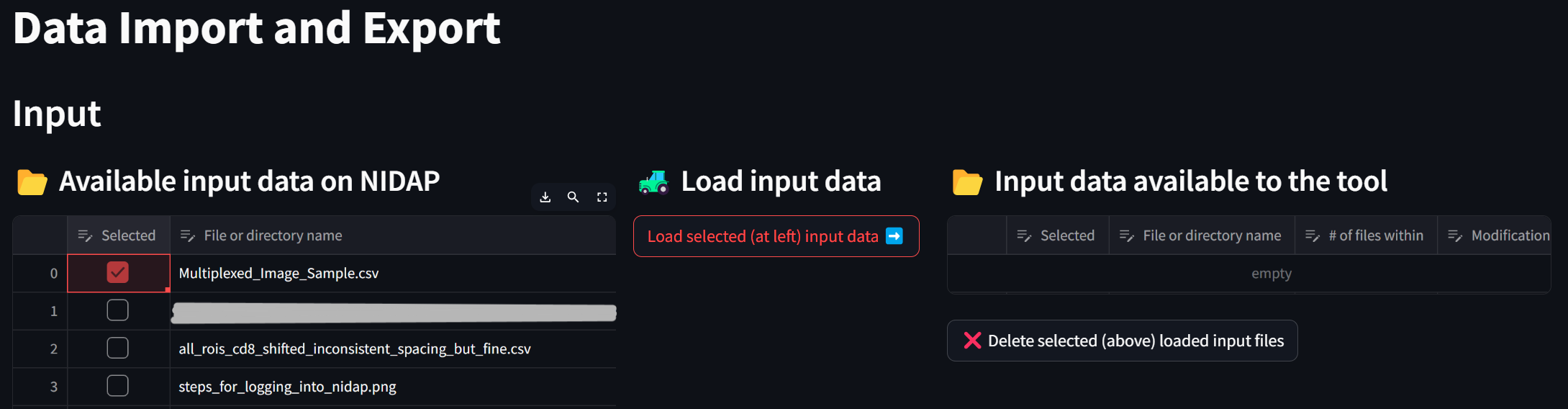 Highlighted data loading options