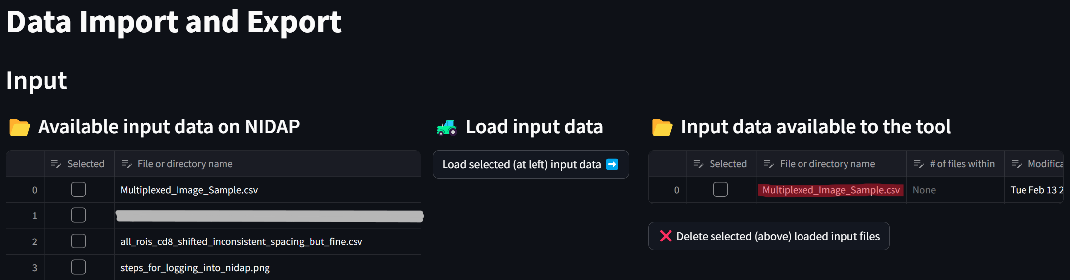 Loaded datafile