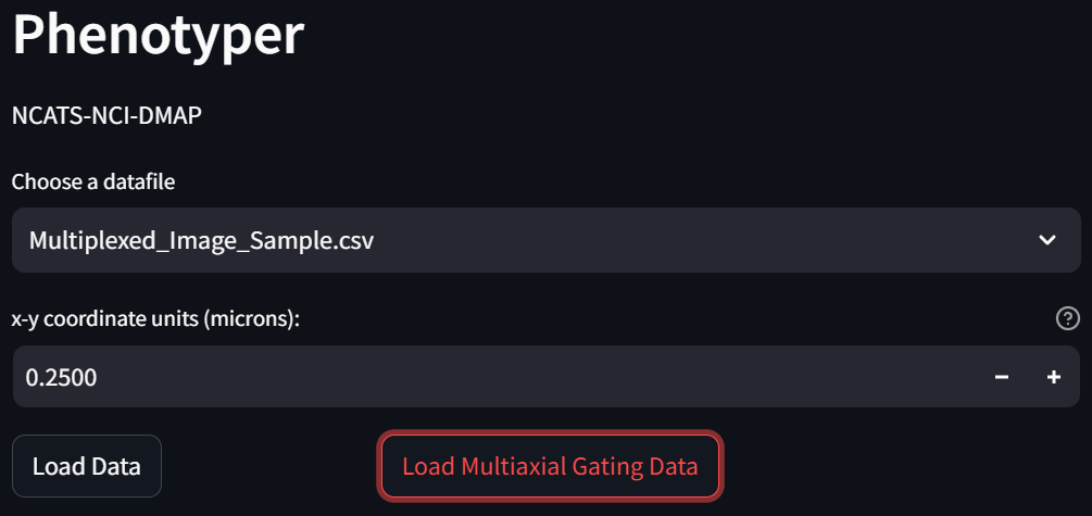 Load Multiaxial Gata Data button