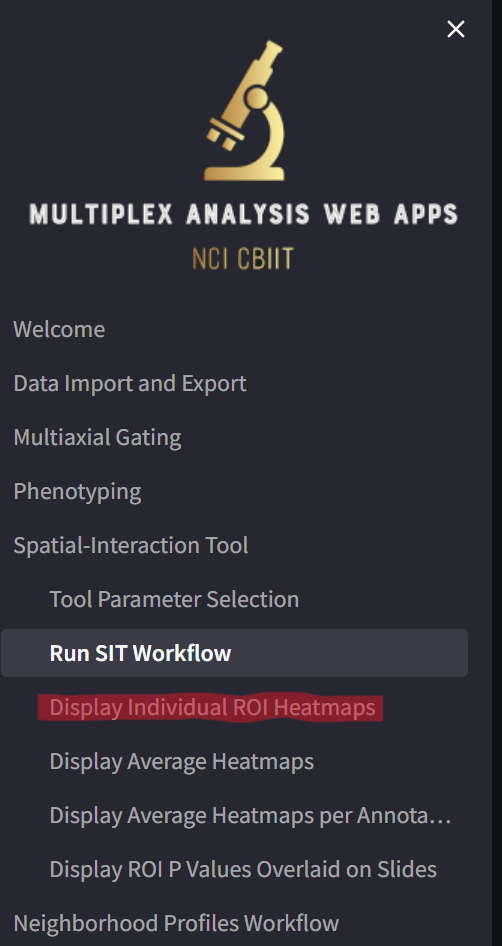 Highlighted Display Individual ROI Heatmaps page