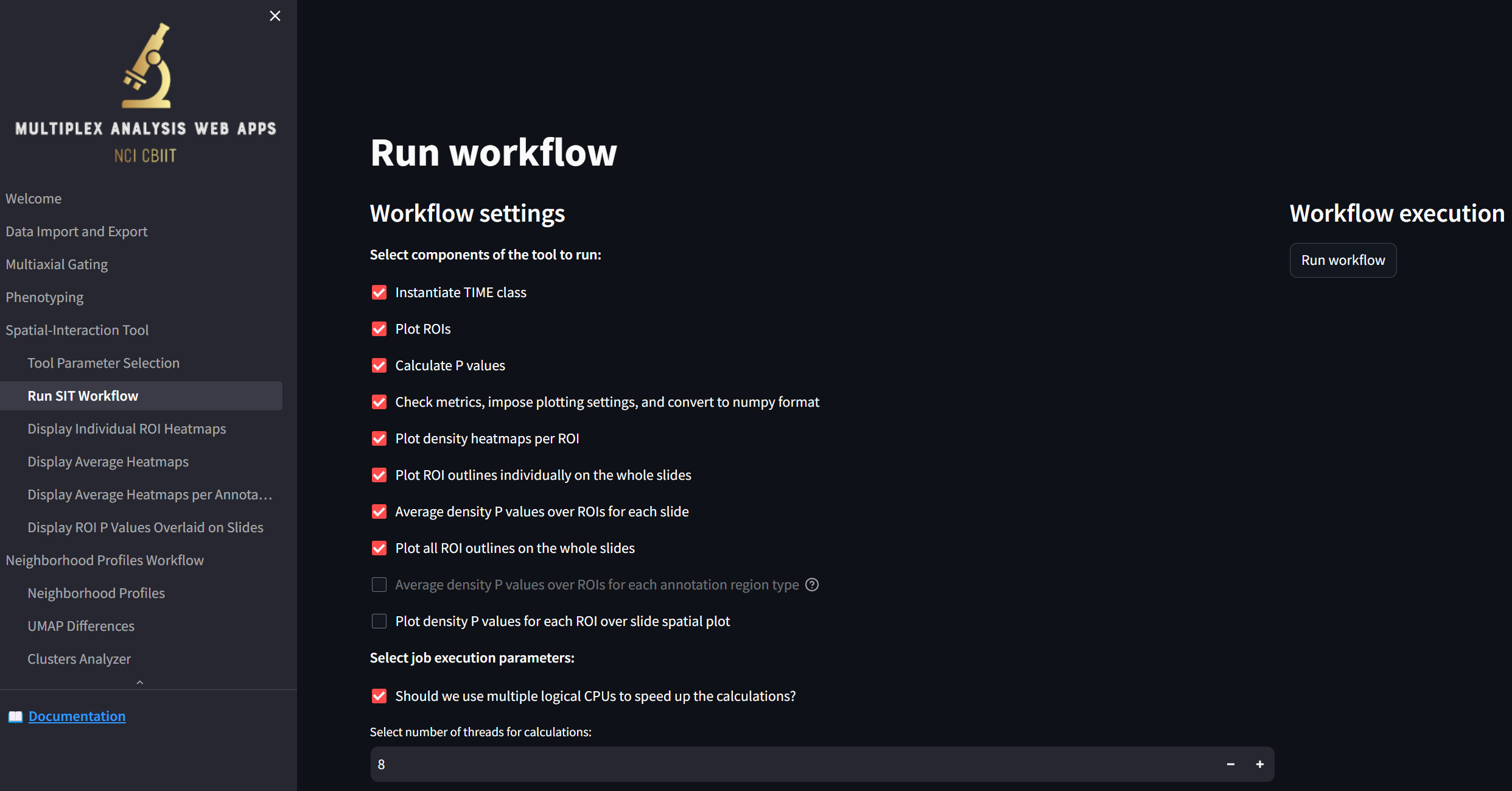 Run SIT Workflow page