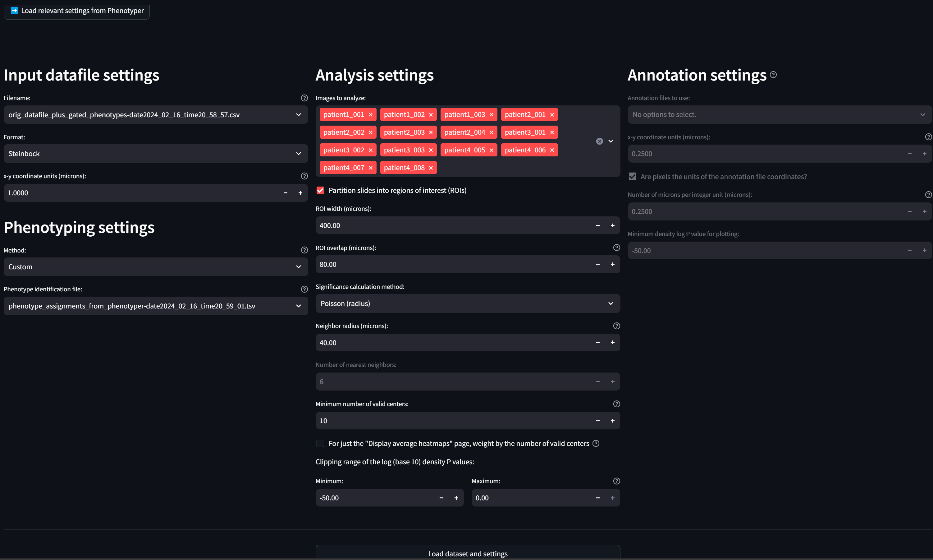 Loaded settings from Phenotyper